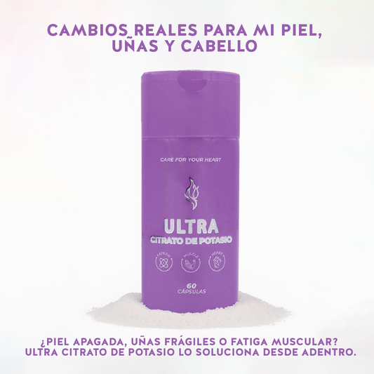 CAMBIOS REALES PARA MI PIEL, UÑAS Y CABELLO ¿Piel apagada, uñas frágiles o fatiga muscular? Ultra Citrato de Potasio lo soluciona desde adentro